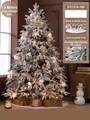 1.8m frosted white snowy Christmas tree with 69 pieces black and white decor kit - Black & White Style (Includes 69 Accessories + Tree Skirt + Lights)