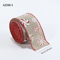 5cm Kerst jute lint met rode pepermunt patronen voor cadeauverpakking decoratie - Khaki Snoep