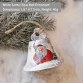 Campanella di Natale bianca con motivo Babbo Natale e corda di canapa decorativa - Babbo Natale Bianco con Fiocchi (APYX129-8) / Bianco Stile B