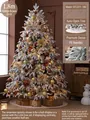 1.8m snow-flocked Christmas tree with gold decorations and warm lights for home - Gold Coffee Style (Includes 72 Accessories + Tree Skirt + Lights)
