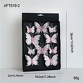 Set di ornamenti a farfalla rosa glitterata in scatola nera per decorazioni festive - Farfalla Rosa