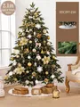 2,1 m luxuriöser gold-weißer künstlicher Weihnachtsbaum mit PE-Nadeln und Dekoration - 2,1m (104 tlg. Zubehör) / Gold Weiß