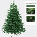 240cm tall dark green artificial Christmas tree with dense PE needles and metal stand - 240cm Green Tree