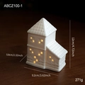 White ceramic light-up Christmas house decoration, 12cm height with warm LED glow - Ceramic Ornament Style A(ABCZ100-1)