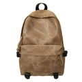 Sac à dos rétro en toile marron à grande capacité avec plusieurs compartiments tendance - Marron