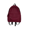 Minimalist burgundy waterproof nylon backpack for women with front zipper pocket and straps - Burgundy