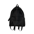Minimalist black large capacity nylon backpack for school and travel shown on white background - Black