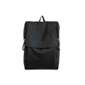 Minimalistische zwarte waterdichte nylon rugzak met flap en zijzakken met rits - Zwart