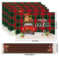 Christmas table runner and placemats set featuring a red truck and plaid design - Scottish Plaid Red Truck (28) / 5-Piece Set (4 Placemats + 1 Table Runner)