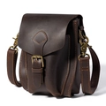 Borsa a tracolla da uomo vintage in pelle crazy horse marrone scuro con cinturino - caffè