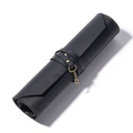 Organizador enrollable de cuero negro para herramientas con cierre de llave vintage - Negro (7127)