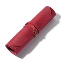 Astuccio arrotolabile in vera pelle rossa vintage con ciondolo a chiave retrò - Rosso