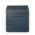 Dark blue leather pocket organizer for tools and pens with rustic yellow hand-stitching - Retro Blue (7207 Blue)