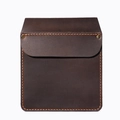 Dark brown leather pocket organizer pouch with orange stitching and bronze metal rivets - Retro Coffee (7207 Coffee)