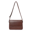 Dark brown vegetable tanned leather crossbody bag with adjustable strap and flap closure - Brown