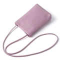 Borsa a tracolla per cellulare in pelle martellata malva con design verticale sobrio - Viola Lavanda