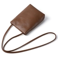 Borsa a tracolla per cellulare in vera pelle martellata marrone scuro per donna - Cachi