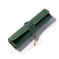Custodia per matite in pelle crazy horse verde scuro con ciondolo chiave e cuciture - Verde