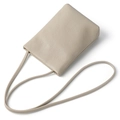 Borsa porta cellulare minimalista in pelle beige a grana litchi con tracolla sottile - Albicocca