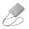 Elegant grey cowhide leather crossbody phone bag with minimalist pebble grain texture - Medium Grey