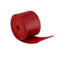 Close-up of rolled dark red crazy horse leather strap showing texture and thickness - 1.3cm x 184cm / Red