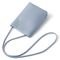 Minimalist light blue genuine leather phone crossbody bag with lychee texture and thin strap - Transparent Blue Frame (T-Logo)