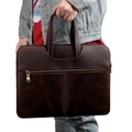Borsa vintage in pelle crazy horse marrone scuro per MacBook Pro da 15 pollici - caffè