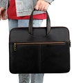 Borsa in pelle nera per MacBook Pro 15 con cuciture a contrasto marroni - Nero