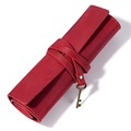 Astuccio in pelle crazy horse rossa con ciondolo a chiave vintage e cinturino - Rosso