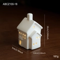 White ceramic Christmas house night light with warm glow and minimalist Nordic design style - Ceramic Ornament Style F(ABCZ100-18)
