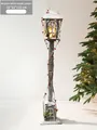 Vintage white wood Christmas lamp post with berries and warm lights 22x22x115cm - White Wood Street Lamp (ABXW6-3) / Medium