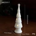 Ceramic Christmas tree night light with star cutouts, 24.5cm white festive table decor - Ceramic Ornament Style J(ABCZ101-7)