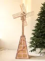 Moulin à vent de Noël en bois naturel style vintage, taille 60x38x1.6 cm, modèle ABXW7-1 - Moulin à Vent en Bois Naturel (ABXW7-1) / Grand