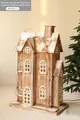 Maison de Noël rustique en bois illuminée avec branches enneigées de 60x34x85cm - Maison en Branches de Bois Naturel (ABXW3-3) / Moyen