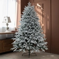 Albero di Natale innevato con aghi densi e base in metallo per arredo festivo - Stile Innevato (SHH097-270)