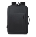Black business laptop backpack with USB charging port and multi-compartment design - Black
