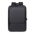 Mochila de negocios negra clásica con gran capacidad y puerto de carga USB externo - Negro