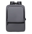Mochila de negocios gris con puerto de carga USB y tela impermeable para el trabajo - Gris