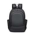Minimalist black waterproof business backpack with three-tier compartments and padded straps - Black