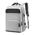 Zaino per laptop espandibile impermeabile con porta USB in grigio chiaro e nero - Grigio