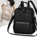 Wasserabweisender Nylon-Rucksack für Damen in Schwarz und Beige mit Multi-Taschen - Schwarz