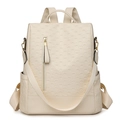 Zaino antifurto impermeabile bianco sporco da donna con trama geometrica a rilievo - Bianco Sporco