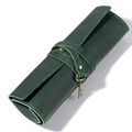 Vintage Stifteetui aus dunkelgrünem Crazy-Horse-Leder mit Retro-Schlüsselanhänger - Grün