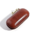 Vintage braunes Brillenetui aus vegetabil gegerbtem Leder mit schwenkbarem Haken - Braun