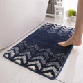 Absorbent blue gradient flocked bath mat with geometric pattern near white bathtub - 40*60cm / Prussian Blue
