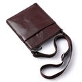 Men's crossbody bag in dark brown faux leather with an adjustable canvas strap - Brown