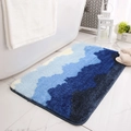 Absorberende badmat met blauw kleurverloop en golfpatroon van dik pluche materiaal - 40x60cm / Prachtige Bergen-Blauw