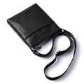 Men's black leather crossbody bag with adjustable strap and textured vegetable-tanned finish - Black