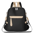 Mochila de viaje de nailon Oxford negra con ribete beige y correa de hombro extraíble - Negro