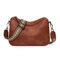 Borsa a tracolla retrò marrone classica in pelle PU con ampia tracolla geometrica - Marrone Rosso
